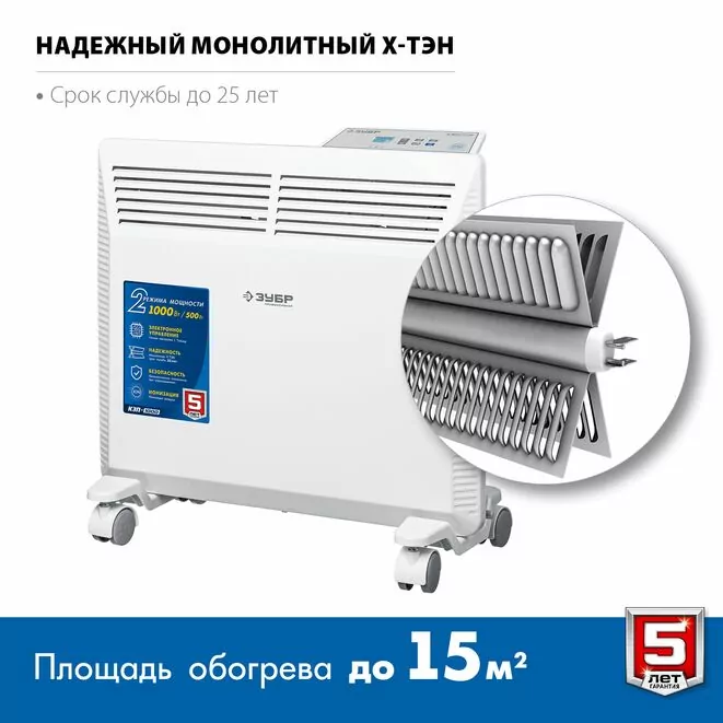 ЗУБР ПРО серия 1.5 кВт, электрический конвектор, Профессионал (КЭП-1500) Арт:КЭП-1500