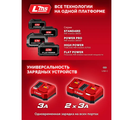 Адаптер для АКБ Зубр LMS под инструмент С1-18, 18 В, LMS-C18 Код товара: 39927363