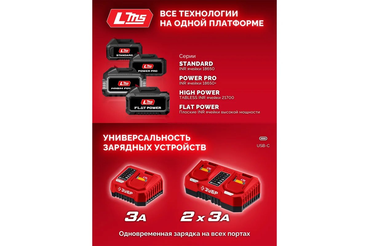 Адаптер для аккумулятора ЗУБР 18В, С1-18 под инструмент LMS C18-LMS Код товара: 39863979